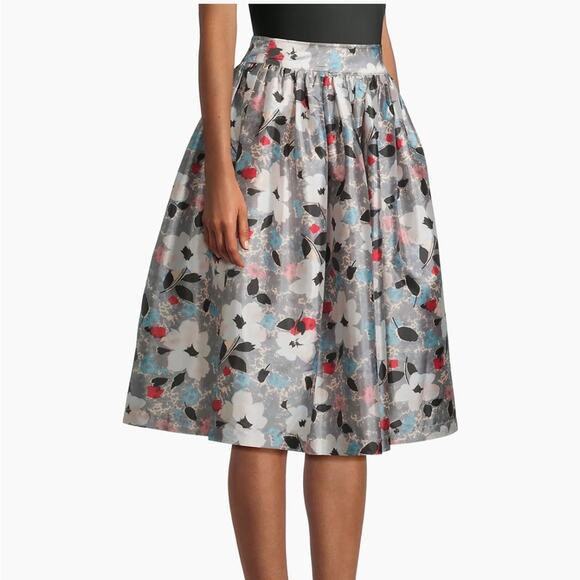 Frances Valentine | Womens Barbara Midi Skirt Poppy Party Silver Floral Elevated - Picture 2 of 10